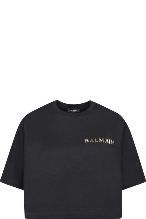 Balmain Topwear for Women Balmain Balmain Black Cropped Logo T-shirt