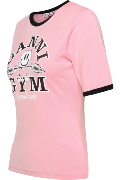 Ganni for Women Ganni 'gym' Pink Lyocell Blend T-shirt