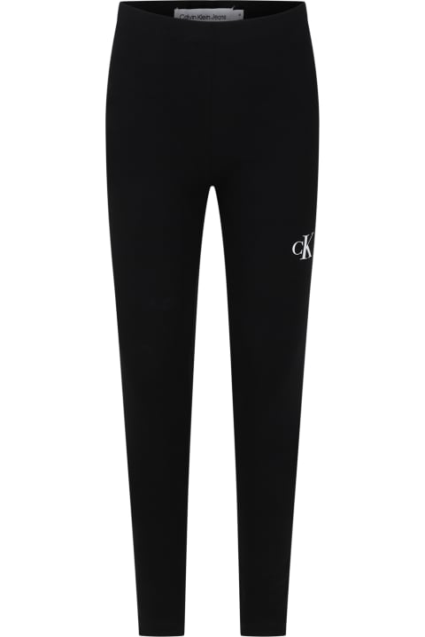 ملابس تحتية لـ بنات Calvin Klein Black Leggings For Girl With Logo