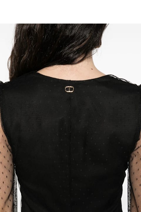 Homeware TwinSet Twinset Short Polka Dot Dress With Puff Sleeves