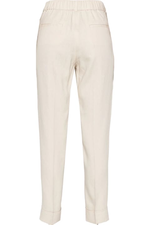 Pants & Shorts for Women Peserico Sand Beige Linen Blend Trousers