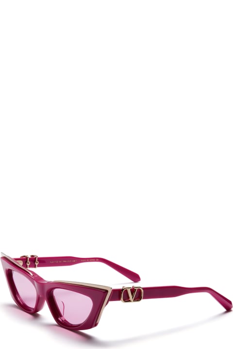 ウィメンズ新着アイテム Valentino Eyewear V-goldcut I - Pink / White Gold Sunglasses