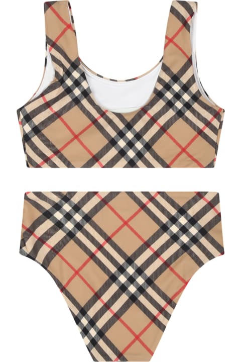 Burberry Swimwear for Girls Burberry Beige Bikini For Baby Girl With Vintage Check