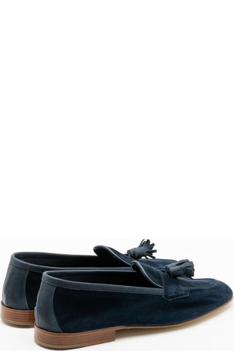 Edward Green Portland Navy Baby Calf Unlined Tassel Loafer