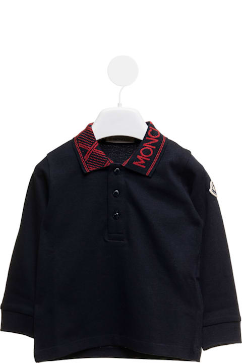 キッズのセール Moncler Blue Cotton Piquet Polo Shirt With Logo Moncler Kids Baby Boy