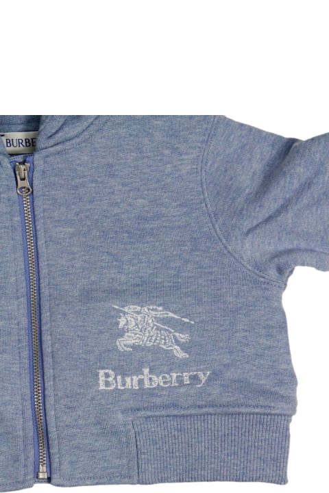 Topwear for Baby Girls Burberry Full Zip Hooded Sweatshirt With Long Sleeves In Fine Cotton With Logo On The Front