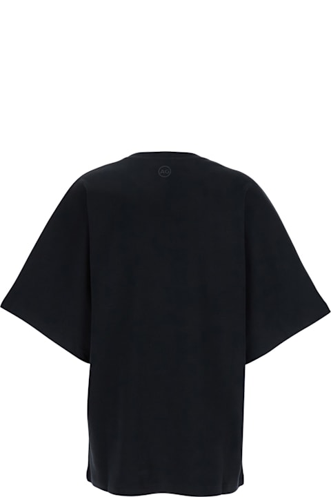 Homeware AG Jeans Black Crewneck T-shirt With Logo Printed On The Back In Cotton Woman