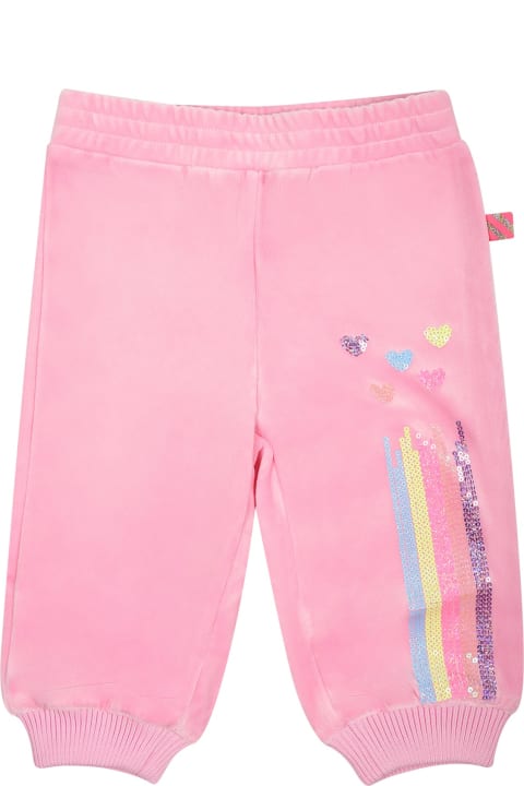 Bottoms for Baby Girls Billieblush Pink Trousers For Baby Girl With Hearts