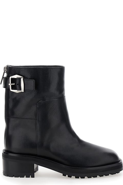 Jimmy Choo Boots for Women Jimmy Choo 'brooklyn' Black Ankle Boots With Buckle In Smooth Leather Woman