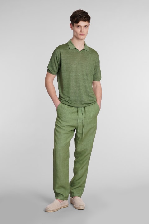 120% Lino Topwear for Men 120% Lino Polo In Green Linen