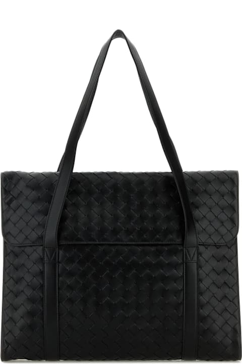 Totes for Men Bottega Veneta Black Leather Avenue Shopping Bag