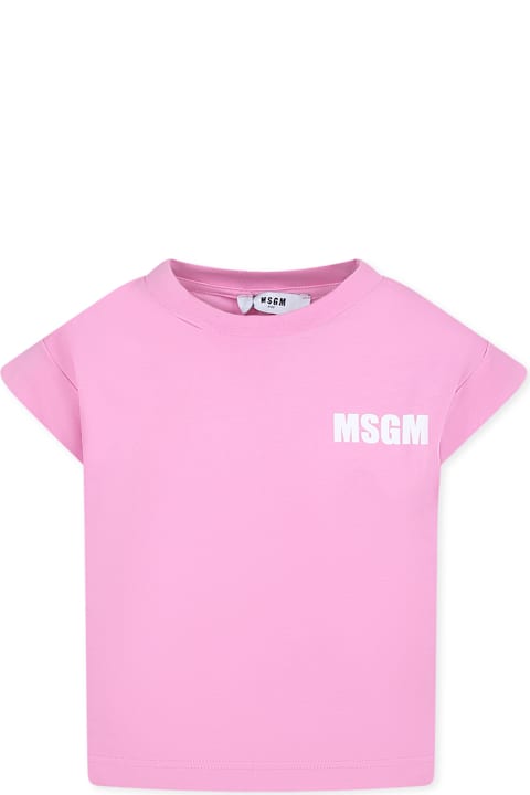 Homeware MSGM Pink T-shirt For Girl With Logo