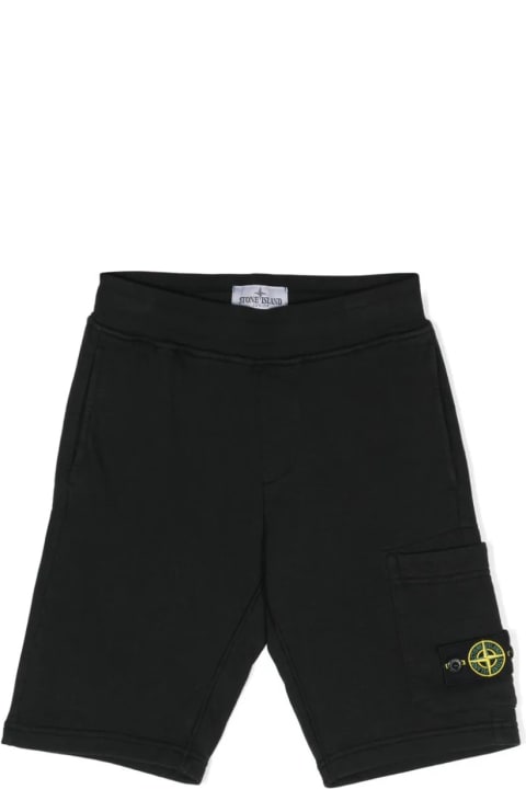 Sale for Kids Stone Island Junior Black Sports Shorts With Logo