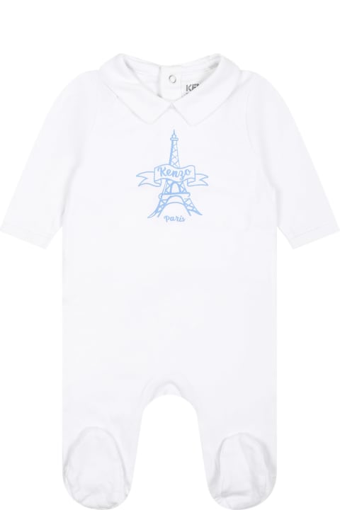Kenzo Kids Kenzo Kids Light Blue Set For Baby Boy With Tour Eiffel And Print