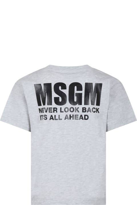 MSGM T-Shirts & Polo Shirts for Boys MSGM Gray T-shirt For Kids With Logo