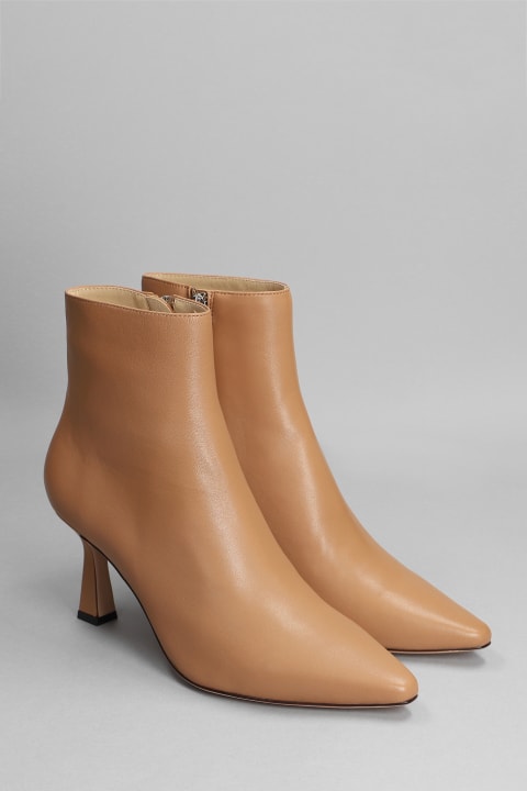 High Heels Ankle Boots In Powder Leather