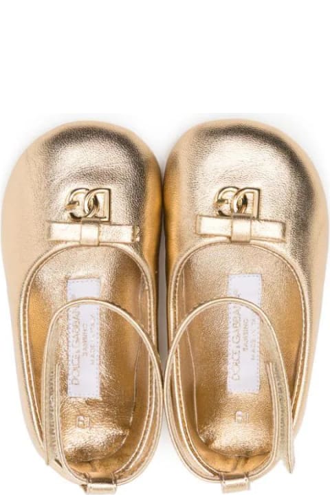 Dolce & Gabbana for Kids Dolce & Gabbana Dolce & Gabbana Ballerina Prewalker Oro In Nappa Baby Girl