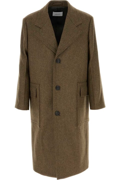 Ferragamo Coats & Jackets for Men Ferragamo Melange Mud Wool Coat