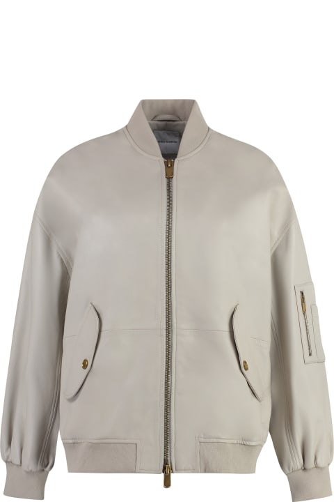 Pinko Coats & Jackets for Women Pinko Leather Monterosi Bomber