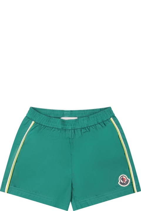 Swimwear for Baby Girls Moncler Green Swim Boxer For Baby Boy