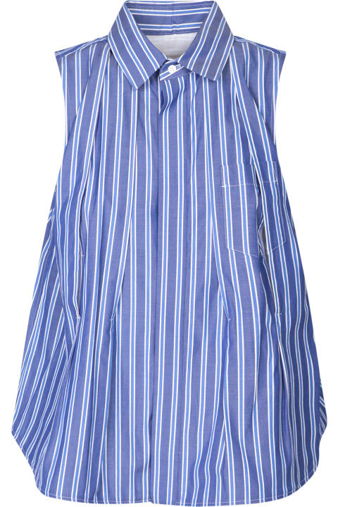 Sacai Topwear for Women Sacai Sleeveless Shirt In White And Light Blue Stripes
