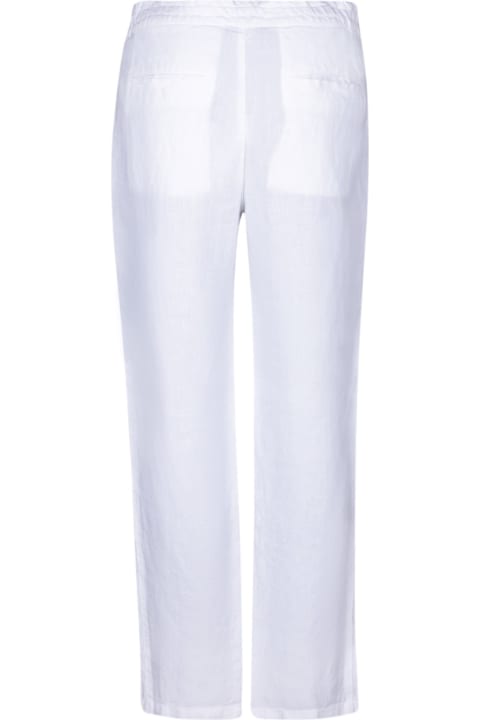 120% Lino Pants for Men 120% Lino White Linen Drawstring Trousers