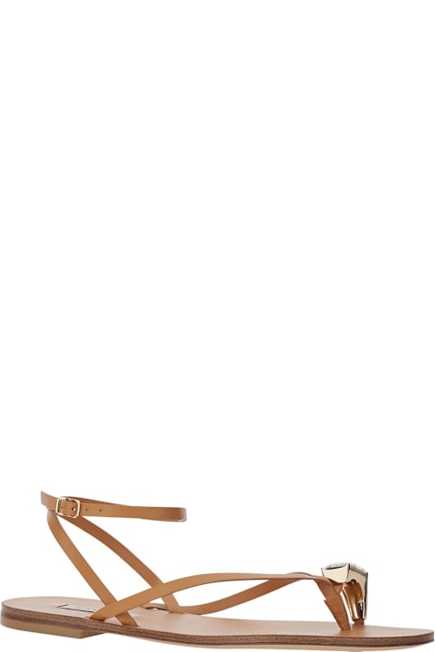 Casadei Soraia Flat Brown Sandals With Leather Detail For Women