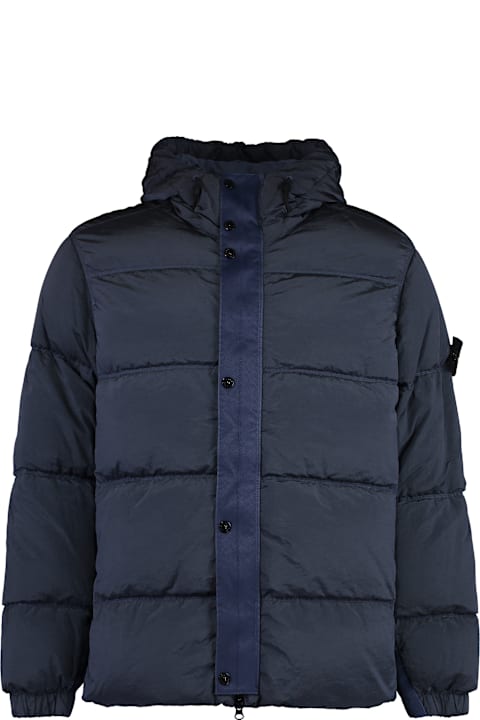 Stone Island الملابس لـ القسم الرجالي Stone Island Hooded Techno Fabric Down Jacket