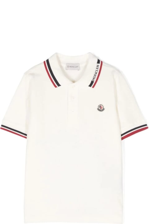 Moncler T-Shirts & Polo Shirts for Boys Moncler White Polo Shirt With Tricolour Finish