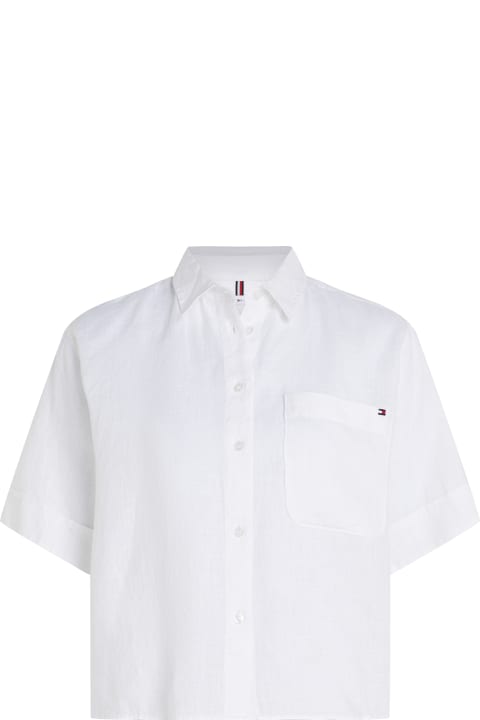 Tommy Hilfiger Topwear for Women Tommy Hilfiger Relaxed Fit Linen Shirt With Short Sleeves