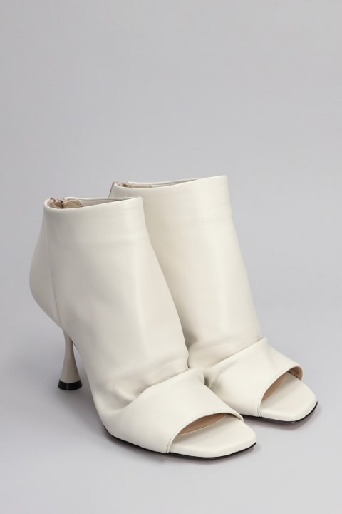 Boots for Women Marc Ellis High Heels Ankle Boots In Beige Leather