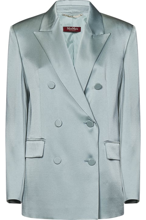 Coats & Jackets for Women Max Mara Studio Double-breasted Blazer In Envers Satin