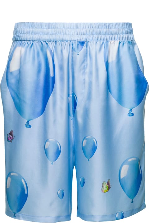 3.Paradis Pants for Men 3.Paradis Light-blue Shorts With Balloon Print All-over In Polyester Man