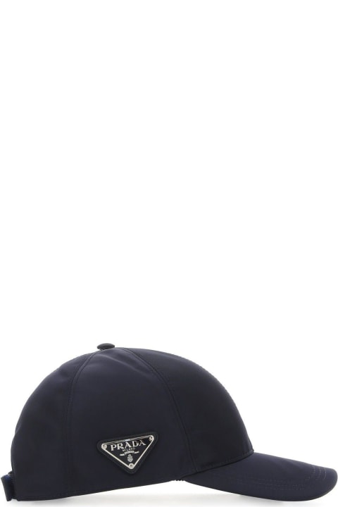 Prada قبعات لـ القسم الرجالي Prada Dark Blue Re-nylon Baseball Cap