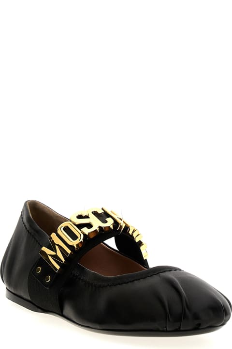 ウィメンズ Moschinoのフラットシューズ Moschino Logo Leather Ballet Flats