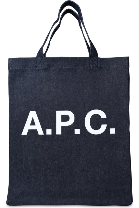 メンズ バッグ A.P.C. Logo Print Denim Tote Bag