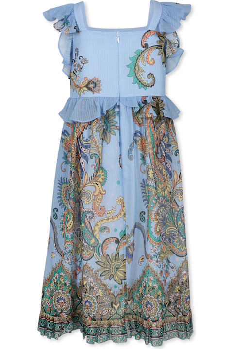 Etro Dresses for Women Etro Light Blue Dress For Girl With Paisley Print