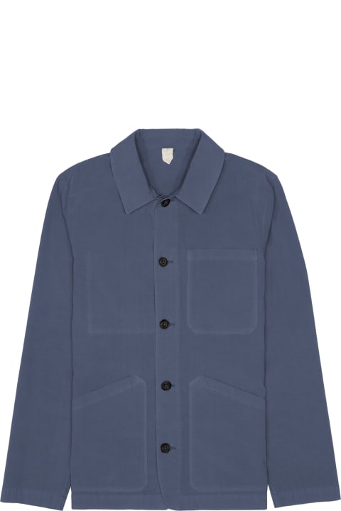 Altea Coats & Jackets for Men Altea Air Force Blue Cotton Jacket With Buttons
