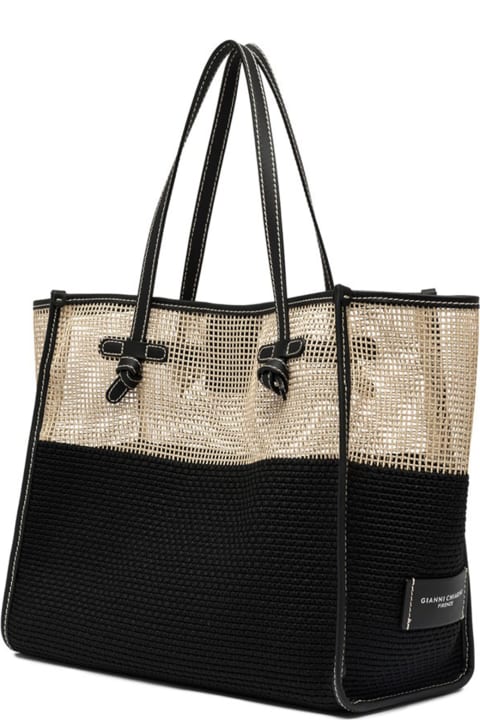 ウィメンズ新着アイテム Gianni Chiarini Marcella Shopping Bag In Two-color Mesh Effect Fabric