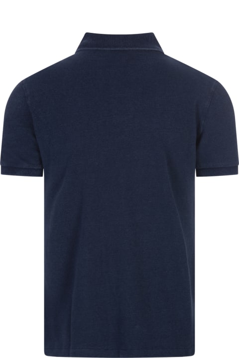 Navy Blue Pique Polo Shirt With Pony