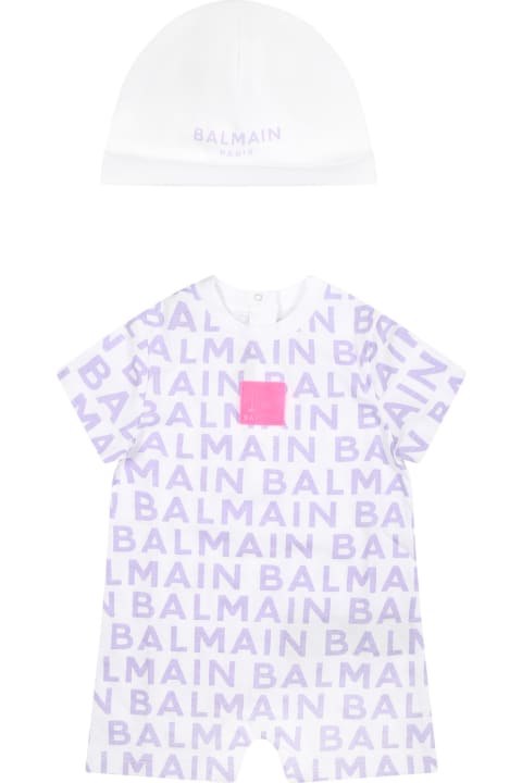Fashion for Baby Girls Balmain Purple Set For Baby Girl With Logo