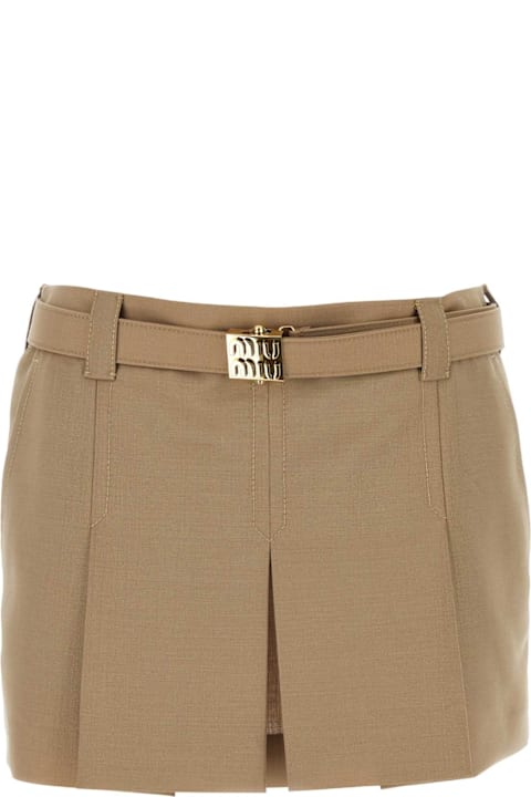 Skirts for Women Miu Miu Camel Mohair Blend Mini Skirt