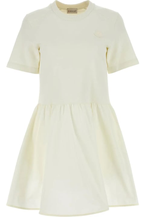 Moncler Clothing for Women Moncler Ivory Cotton Mni Dress