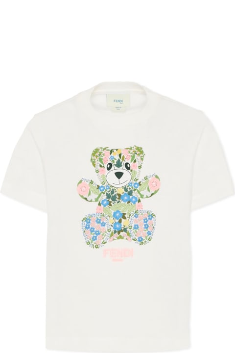 Homeware Fendi White T-shirt For Girl With Bear