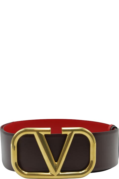 Homeware Valentino Garavani Elegant Brown Belt With Red Interior