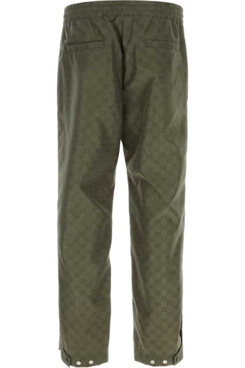 Gucci سراويل لـ القسم الرجالي Gucci Olive Green Nylon Pant