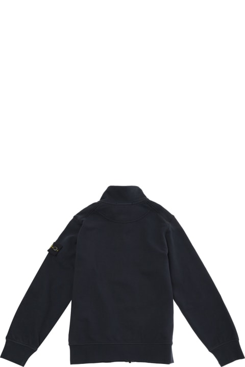 Homeware Stone Island Junior Blue Sweatshirt With Logo Patch In Cotton Boy