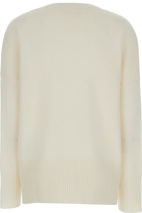 Lisa Yang ملابس علوية لـ السيدات Lisa Yang 'mila' Cream White Sweater With Ribbed Trim In Cashmere Woman