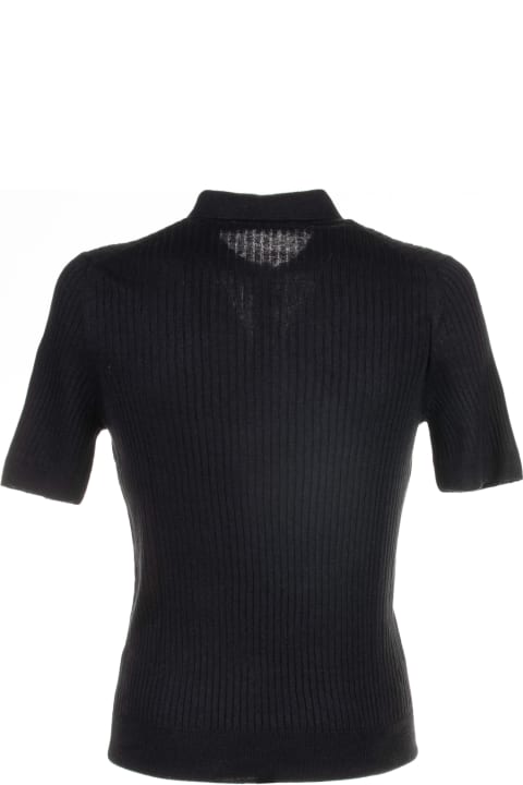 Tagliatore for Men Tagliatore Black Short-sleeved Polo Shirt