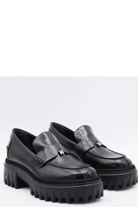 Hogan Black Leather Loafers